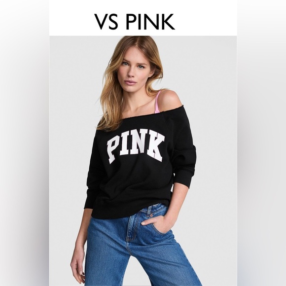 VS PINK IVY FLEECE OFF THE SHOULDER SWEATSHIRT - Picture 1 of 6